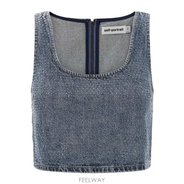 Self Portrait 26SS Self portrait Rhinestone ���� Crop ž RS26826TBLUE TP5735326SS Self portrait Rhinestone ���� Crop ž RS26826TBLU