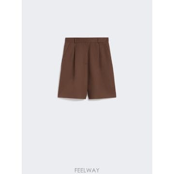 Max Mara 26SS �������� Bermuda in canvas di cotone e lino   CIOCCOLATO WE26SS �������� Bermuda in canvas di cotone e lino   CIO