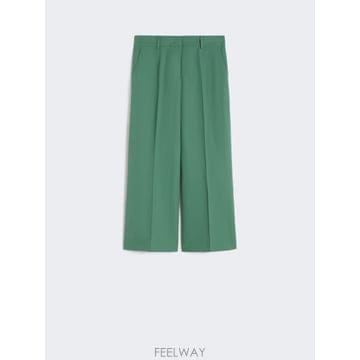 Max Mara 26SS �������� Pantalone in canvas di cotone e lino   VERDE WE51326SS �������� Pantalone in canvas di cotone e lino   V