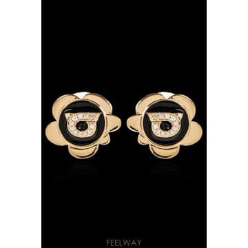 Ferragamo ����䷹ ��󰡸� Brass earrings 760942EARSTUDFLO790724OROBLACK TP57����䷹ ��󰡸� Brass earrings 760942EARSTUDFLO79072