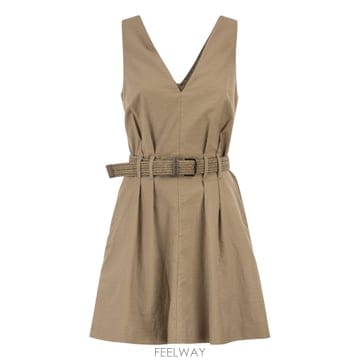 Brunello Cucinelli 26SS ���ڷ� ��ġ�ڸ� Sleeveless �巹�� with braided ��Ʈ ML140A5354C93226SS ���ڷ� ��ġ�ڸ� Sleeveless �巹�� with braided 