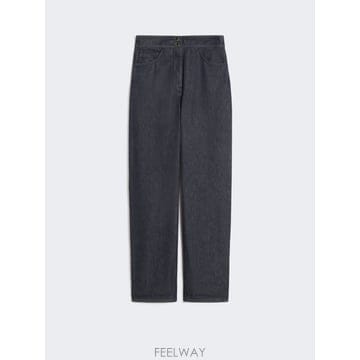 Max Mara 26SS �������� Pantalone in cotone effetto ����   BLU NOTTE 113101626SS �������� Pantalone in cotone effetto ����   BLU N