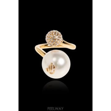 Jimmy Choo 26SS ������ Ring with ũ����Ż AURIRINGJIQGOLDWHITECRYSTAL TP57840326SS ������ Ring with ũ����Ż AURIRINGJIQGOLDWHITECRY
