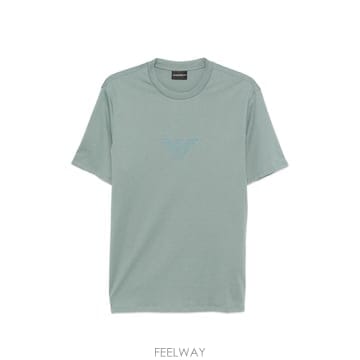 Armani 26SS �������� �Ƹ����� �ΰ� ��ư T ���� EM004583AF13669M9112 TP57621817726SS �������� �Ƹ����� �ΰ� ��ư T ���� EM004583AF1366