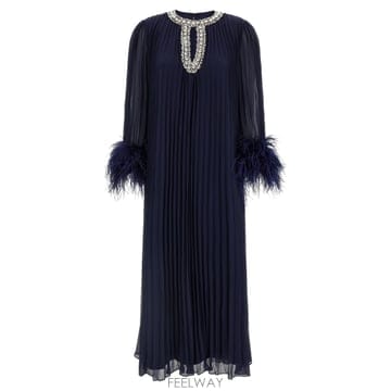 Self Portrait 26SS Self portrait ���̺� Chiffon Feather Midi �巹�� RS26510MNNAV26SS Self portrait ���̺� Chiffon Feather Midi �巹�� 