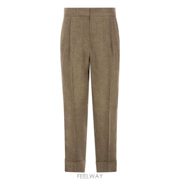 Brunello Cucinelli 24FW ���ڷ� ��ġ�ڸ� Linen trousers with turn ups MH586P8205C495 T24FW ���ڷ� ��ġ�ڸ� Linen trousers with turn ups MH