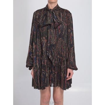 Saint Laurent 25SS ���ζ� ���ζ� lavalliere Semi Sheer �巹�� In Paisley Lurex ��ũ C25SS ���ζ� ���ζ� lavalliere Semi Sheer �巹�� In Pai