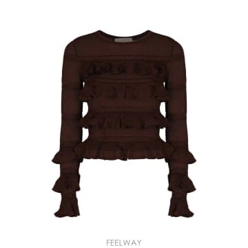 Zimmermann 25FW ���Ӹ� ���Ӹ� �� Sleeve ��Ʈ ž With Ruffles 5030TF251MTCHOC TP5725FW ���Ӹ� ���Ӹ� �� Sleeve ��Ʈ ž With Ruffles 5030