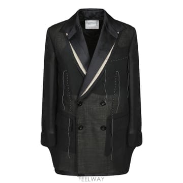 Sacai 26SS Sacai �� �� organza blend fabric  Double breasted ��  Embr26SS Sacai �� �� organza blend fabric  Double breasted
