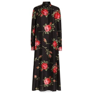 Dolce&Gabbana 26SS ��ü�ذ��ٳ� �� ���� ��ũ �巹�� With Floral ����Ʈ F6TYQTIS11GHN5ZN TP526SS ��ü�ذ��ٳ� �� ���� ��ũ �巹�� With Floral ����