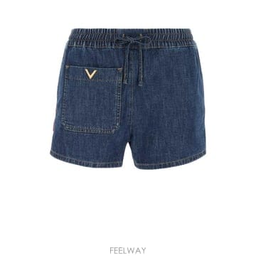 발렌티노 V골드톤 드로스트링 데님 쇼츠 9B3DD22A9YA 528 TP979497531