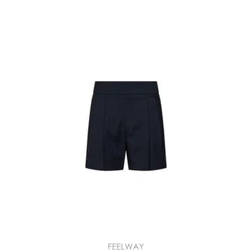 막스마라 플리츠 테일러드 버진울 쇼츠 네이비