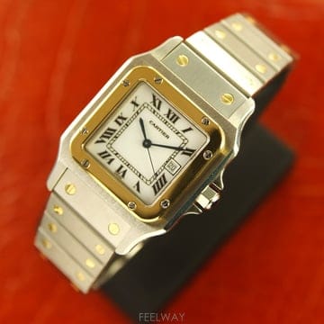 [나인타임] 까르띠에 산토스 사각 18K GOLD 콤비 오토매틱 LM 까레