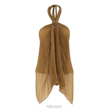 26SS 막스마라 MXEVALZER   Pleated halter 탑 with ring detail 2611
