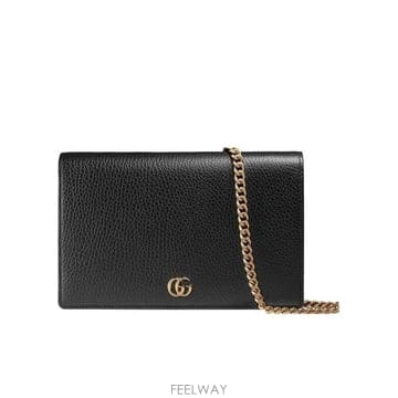 25FW 구찌 블랙 레더  Snap button closure  Chain 숄더 strap  497985CA