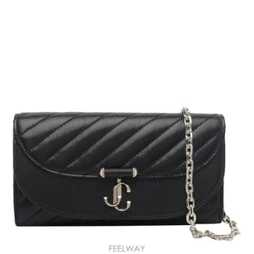 Jimmy Choo FW26[������] ���� AVN CURVE WALLET CHN HBUBLACK SHINY GOLD [B0]FW26[������] ���� AVN CURVE WALLET CHN HBUBLACK SHINY 
