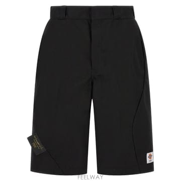 언더커버 X 디키스 비대칭 스티치 로고 패치 쇼츠 BLACK