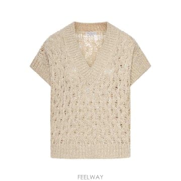 26SS 브루넬로 쿠치넬리 Linen 앤 실크 니트 베스트 MEA371112CBU80 TP575698410