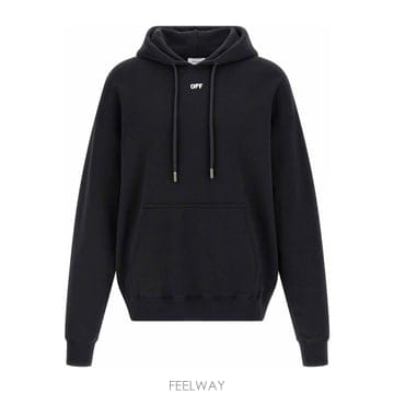 26SS Off 화이트 Off 화이트 블랙 후드티 with Arrow 프린트 OMBB085S26FLE00K0