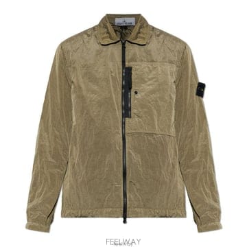 26 FW 스톤 아일랜드 로고 패치 집업 자켓 그린 V005G L2S151200041S0019