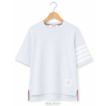 여성 톰브라운 저지 사선 반팔 티셔츠 라이트 블루 FJS102G-07862-480