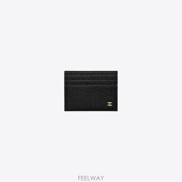 샤넬 카프스킨 & 골드메탈 카드홀더 지갑 블랙 AP5263 B24071 94305