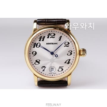 와우와치 몽블랑 마이스터튁 7042 실버 아라비아 가죽 남성용
