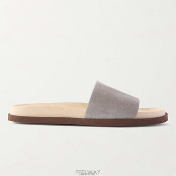 브루넬로 쿠치넬리 아몬드 오픈토 슬라이드 샌들 그레이