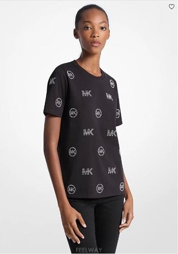 Michael Kors ����Ŭ �ھ  Embellished Logo Cotton Ƽ��������Ŭ �ھ  Embellished Logo Cotton Ƽ����