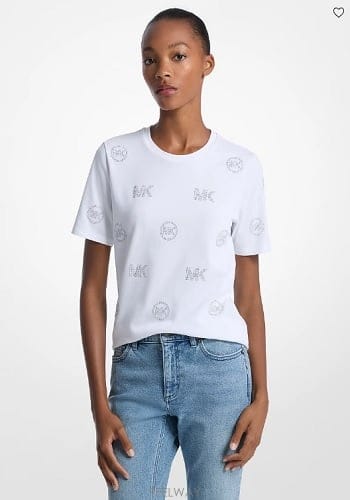 Michael Kors ����Ŭ �ھ  Embellished Logo Cotton Ƽ��������Ŭ �ھ  Embellished Logo Cotton Ƽ����