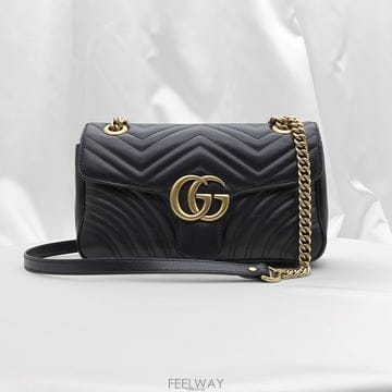 Gucci(구찌) 443497 블랙 마틀라세 쉐브론 GG 마몽 스몰 체인 숄더백