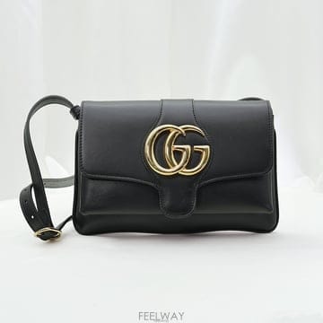 Gucci(구찌) 550129 블랙 레더 금장 더블 G 알리 스몰 숄더백