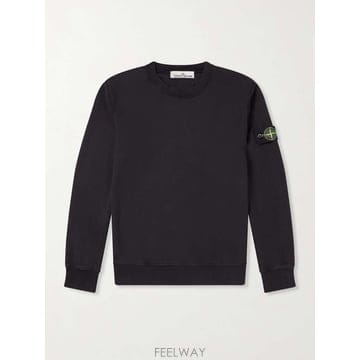 스톤 아일랜드 LOGOAPPLIQUED 가먼트다이드 코튼-후리스 맨 B0082184870