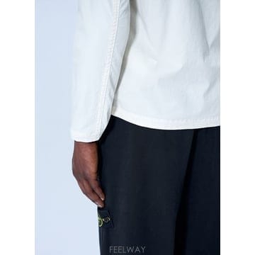 스톤 아일랜드 콤파스 와펜 집업오버 셔츠 화이트