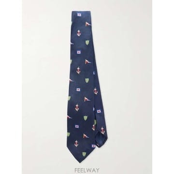 랄프로렌 폴로 8CM 엠브로이드 실크 타이