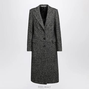 26 F/W 딸리아또레 싱글브레스트 블랙 헤링본 코트 인 울 블렌드  B0052254398