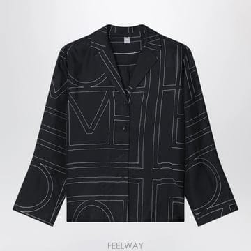 26 S/S 토템 블랙 모노그램 실크 파자마 셔츠 213-755707 B0052254443