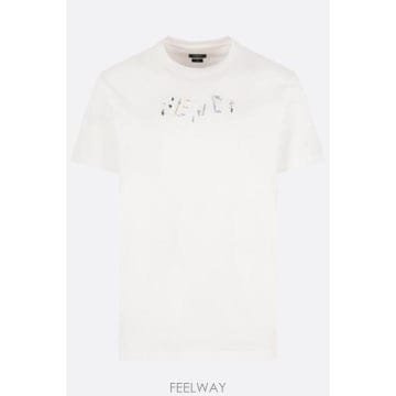 [E32]펜디 FY1319AUOBF0H0G 남성 티셔츠 FENDI cotton t shirt with log