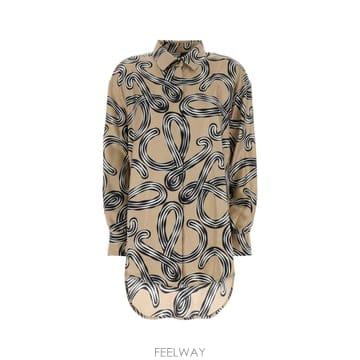 [X45]로에베 S616Y05X74 BEIGEBLACK 여성 셔츠 남방 블라우스 Printed silk Pa