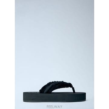 26 FW 발렌시아가 여성 제트 래그 T 스트랩 샌들 bal0264025blk