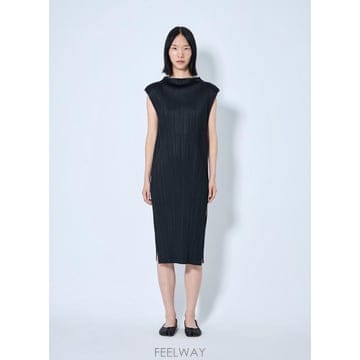 26 FW 플리츠 플리즈 이세이 미야케 여성 스윙 솔리드 튜닉 드레스 plp0265003blk