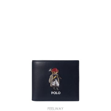 폴로 랄프 로렌 네이비 폴로 베어 가죽 반지갑