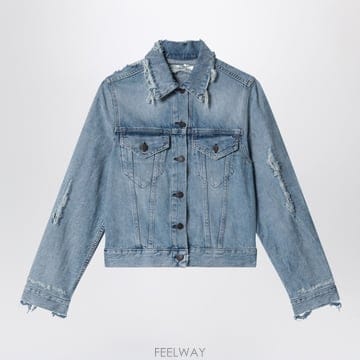 26SS 아크네 Studios Distressed 데님 자켓 Light 블루 A90714DE228 TP576