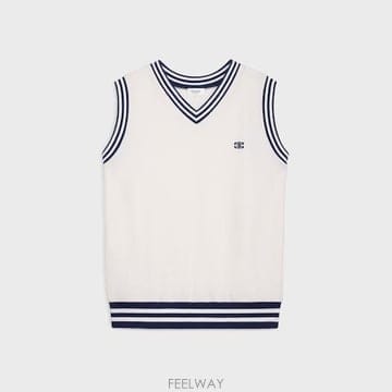 셀린느 트리오페 브이넥 슬리브리스 니트 베스트 블랙
