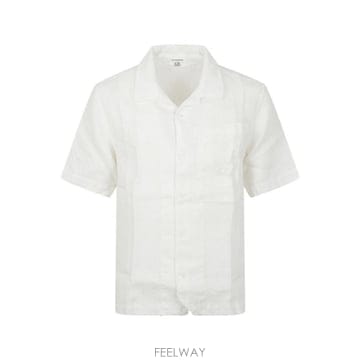 26SS C P  Company 쇼트 슬리브 화이트 Linen 셔츠 20CMSH258A110533G103 T