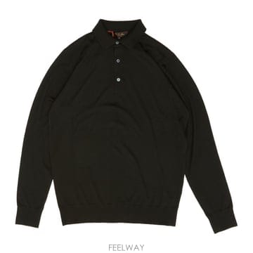 로로피아나 슬림핏 위시 버진 울 폴로 셔츠