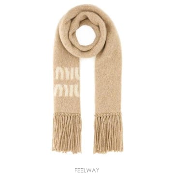 Miu Miu 로고 디테일 프린지 스카프 5FS0622CQD F0018 TP979532334