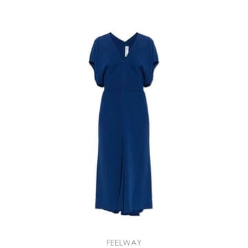 빅토리아베컴 에디스 V넥 미디 드레스 NAVY BLUE
