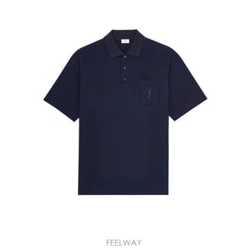 Saint Laurent Cassandre 로고 자수 폴로셔츠 862765Y38FL 4035 TP979528