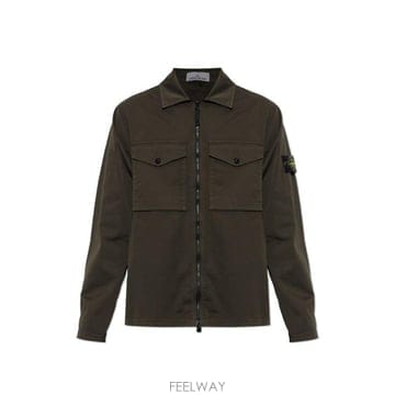 스톤 아일랜드 코튼 오가닉 새틴 셔츠 블랙